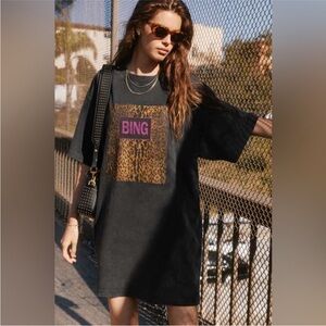 NEW Anine Bing Graphic Print Leopard Harley Tee Shirt Dress Size XS Animal Print